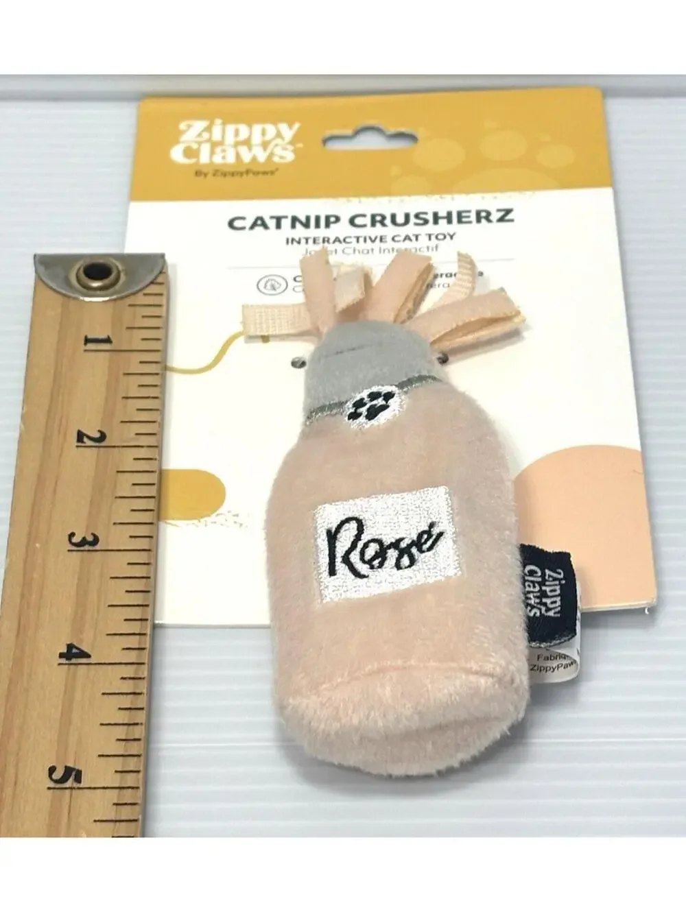 ZippyPaws Zippy Claws Catnip Crusherz Rose Wine Bottle Interactive Plush Cat Toy